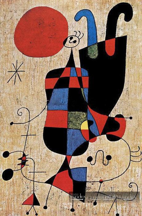 Figures and Dog in front of the Sun, Miró