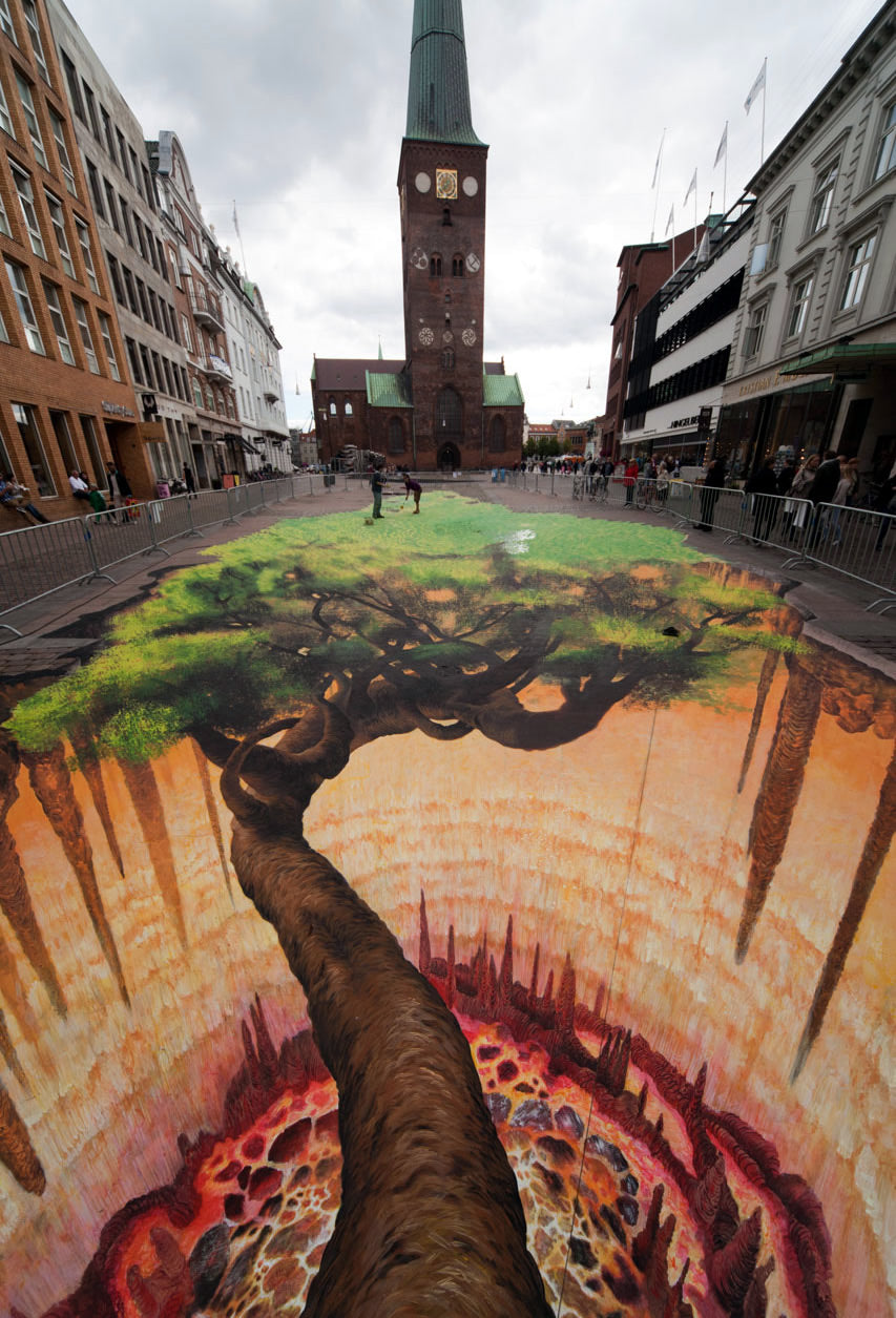 Tree with fire painted in 3D.