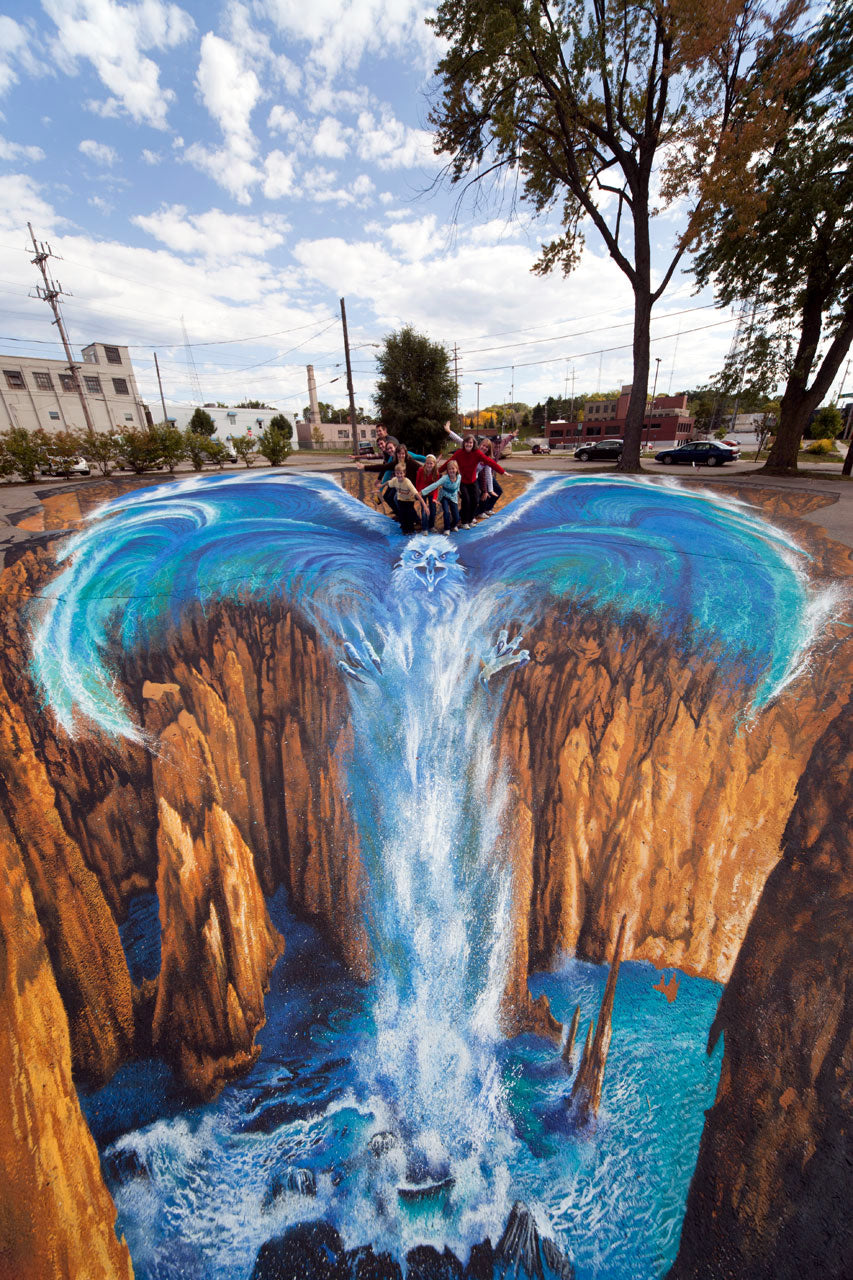 Street painting of a water phoenix.