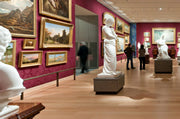 Sculptures and paintings in interior hall