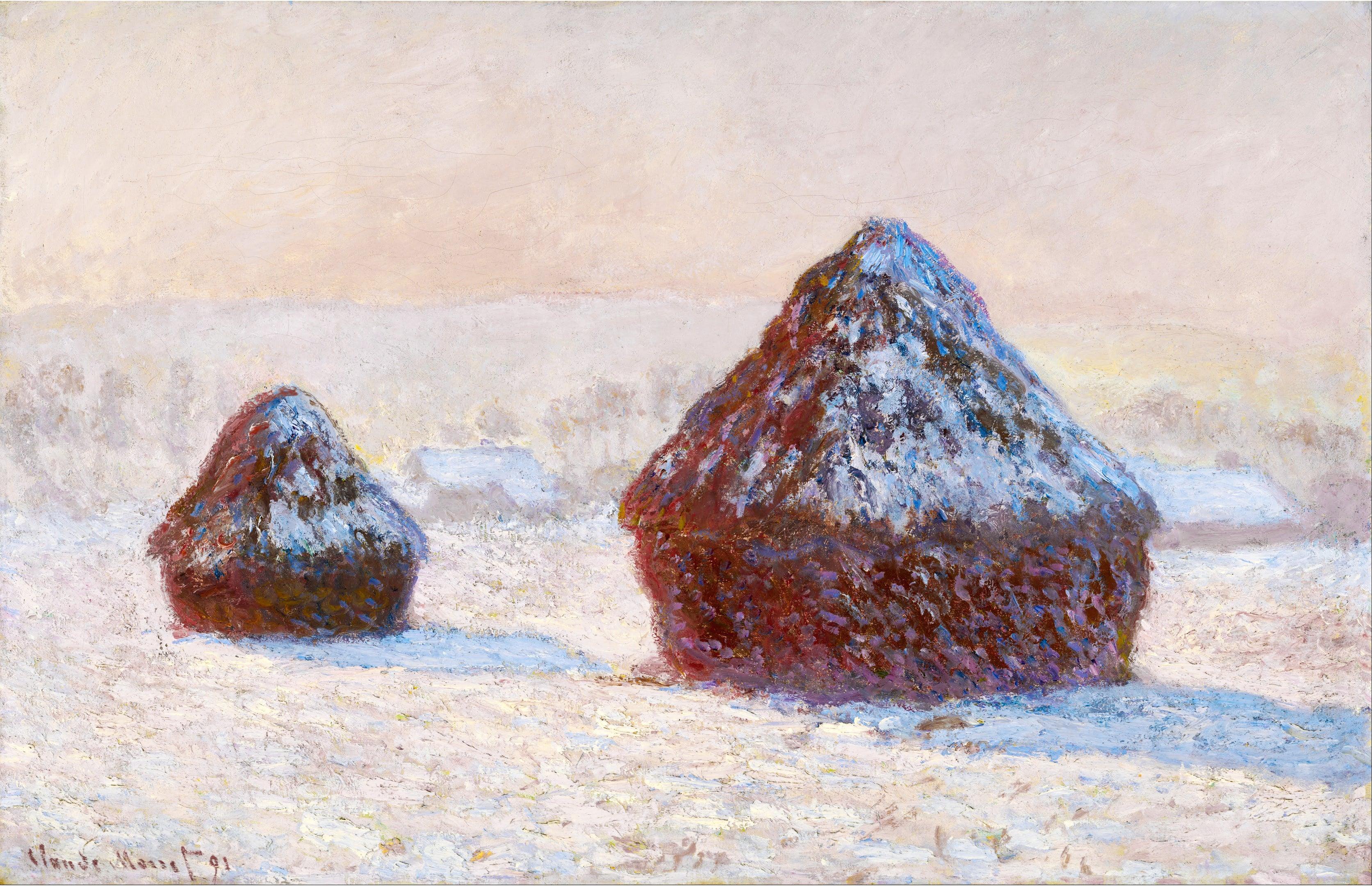 Wheatstacks, Snow Effect, Morning, Monet