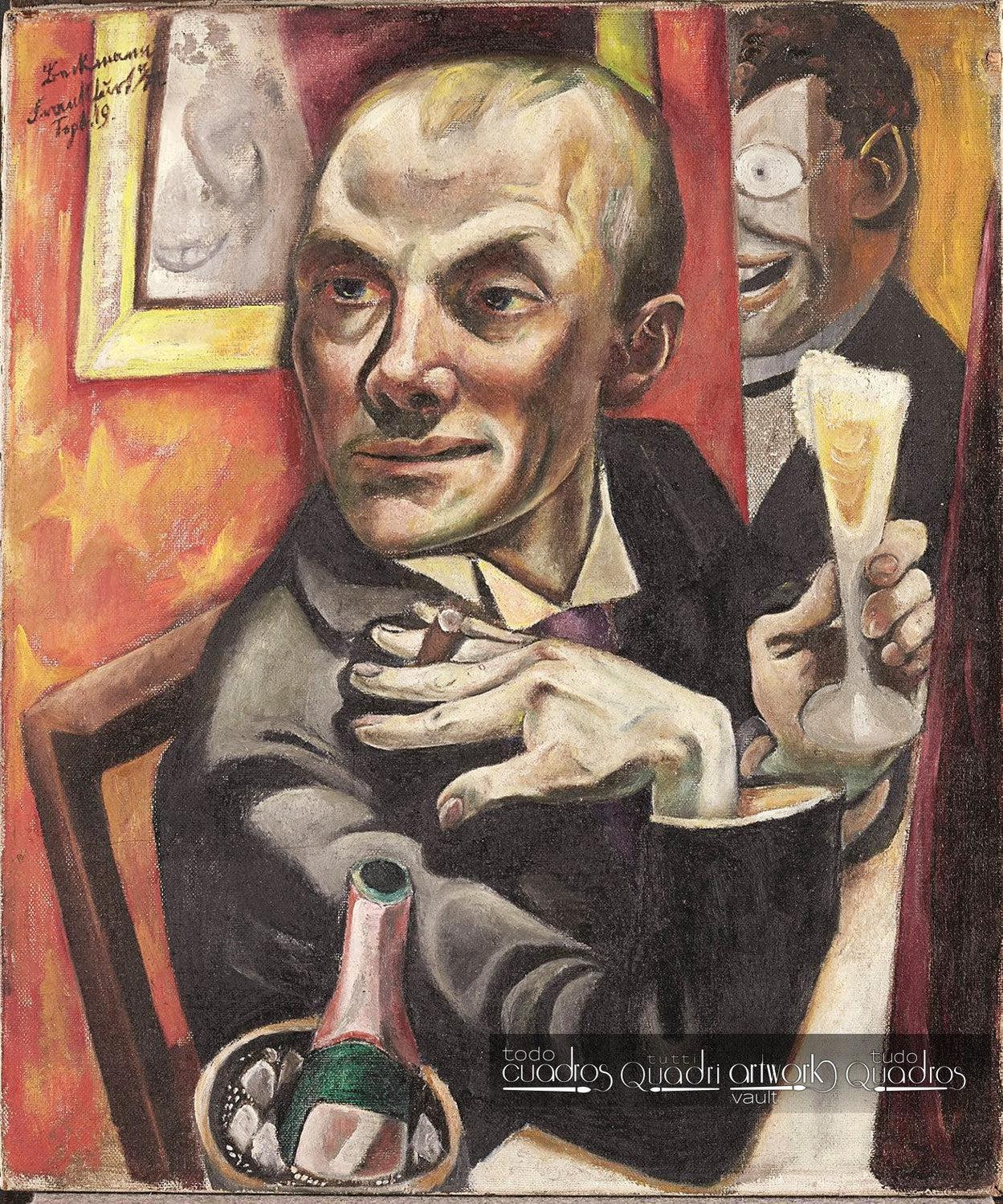 Self-Portrait with Champagne Glass, Max Beckmann
